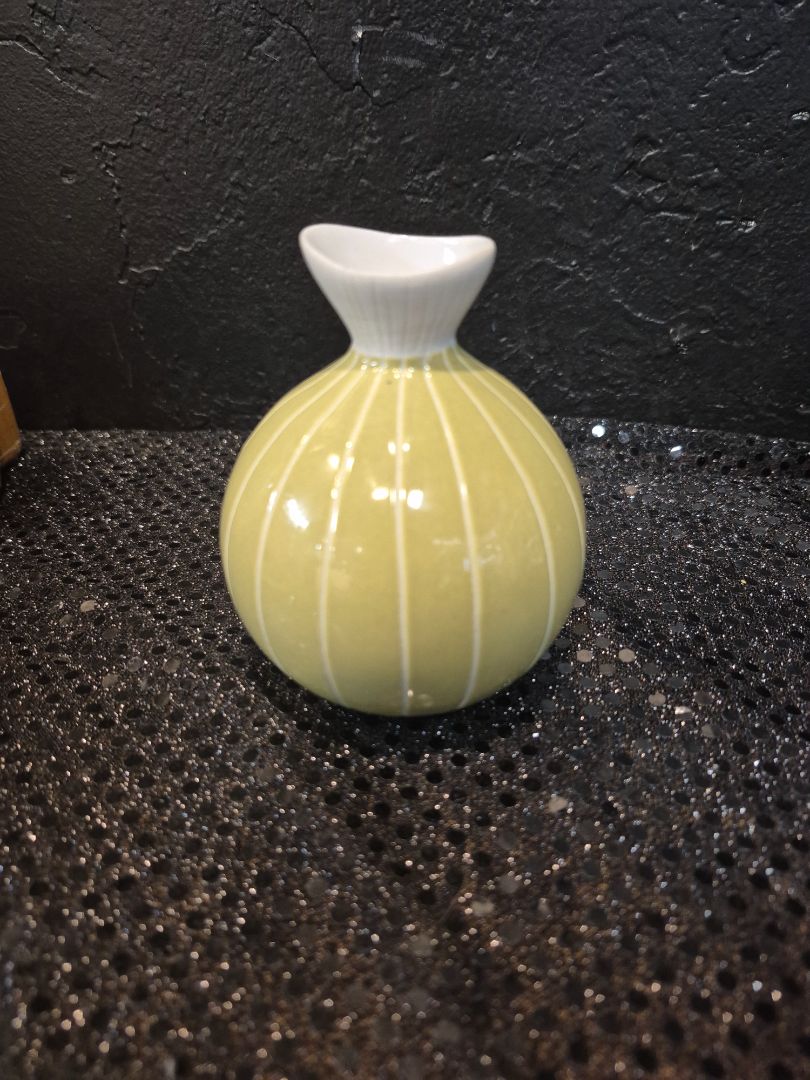 Green Stripped Bud Vase, 3.5"