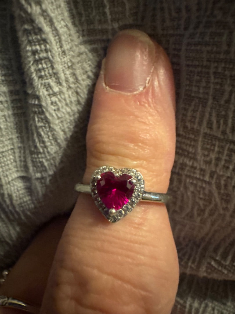 925 Ruby Heart Ring