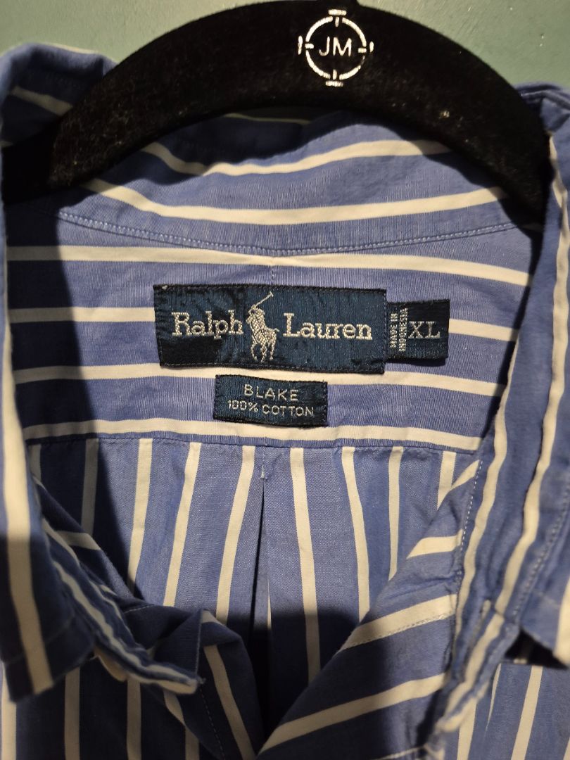 Blue Pin Strip Ralph Lauren Short Sleeve Button Down, XL