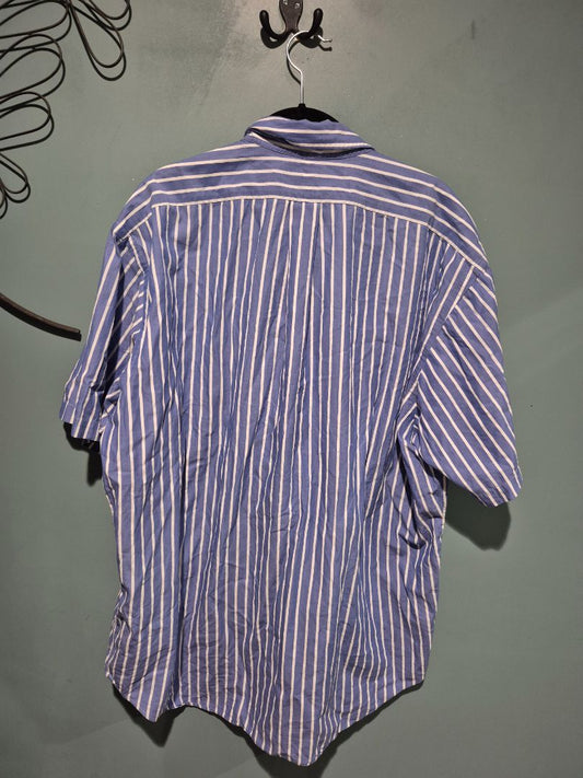 Blue Pin Strip Ralph Lauren Short Sleeve Button Down, XL