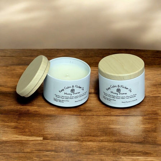 White Warm Terrain Coconut Soy Blend/ Scented Candle, Cotton Wick