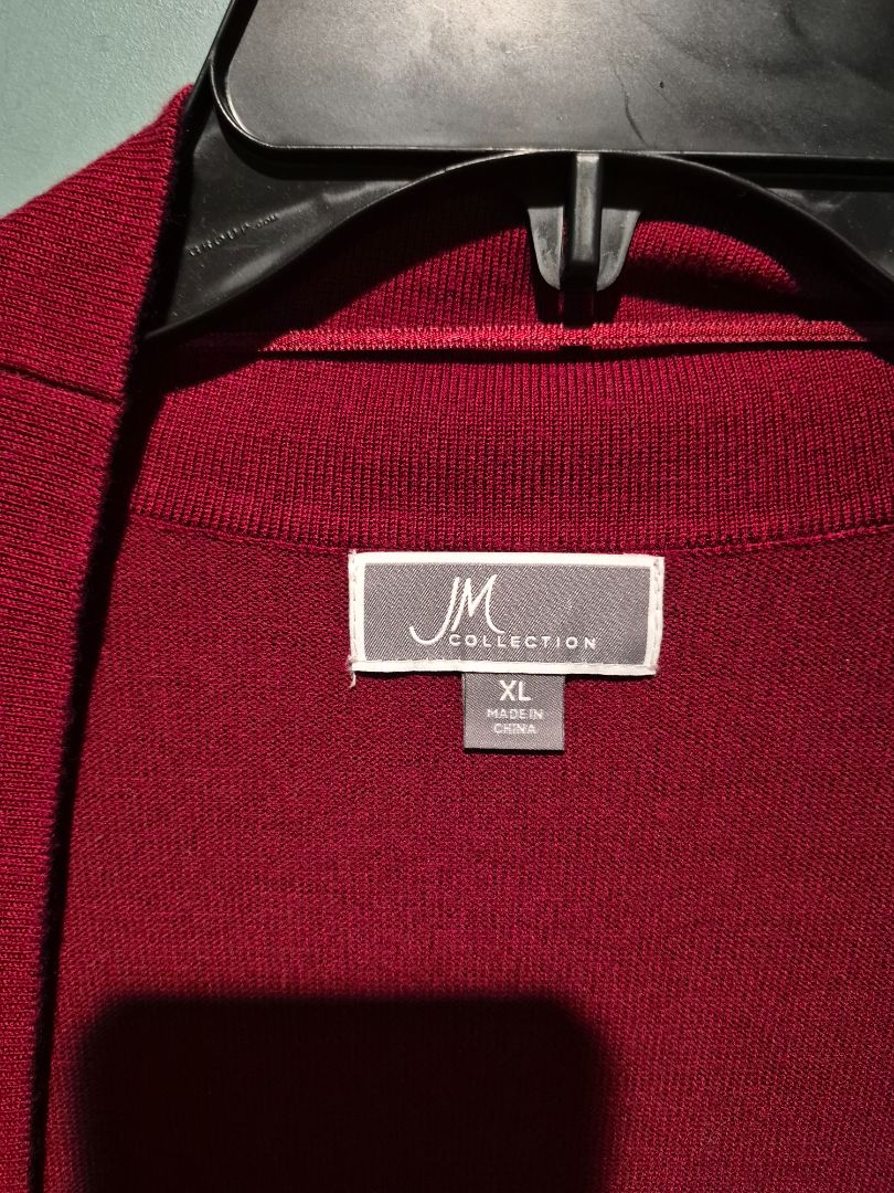 Burgundy JM Collection Open Cardigan