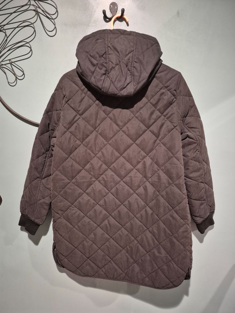 DKNY Women's Hooded Quilted Coat Medium