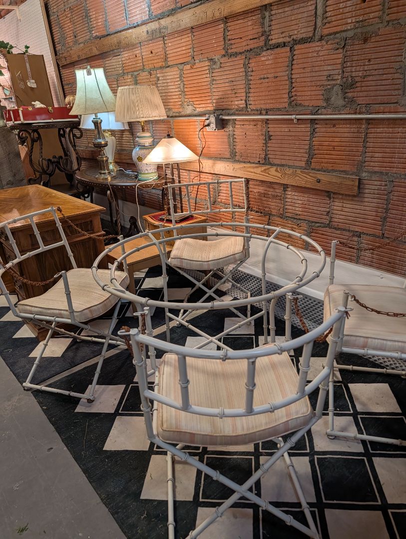 Vintage bamboo style table & chairs
