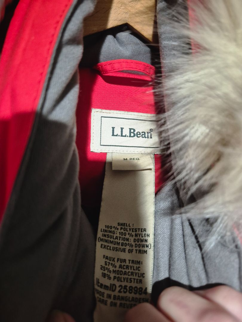 Red L.L. Bean Faux Fur Trim Winter Coat, M