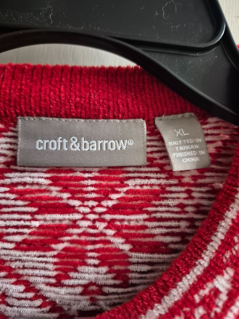 Red & White Croft & Barrow Cardigan, XL