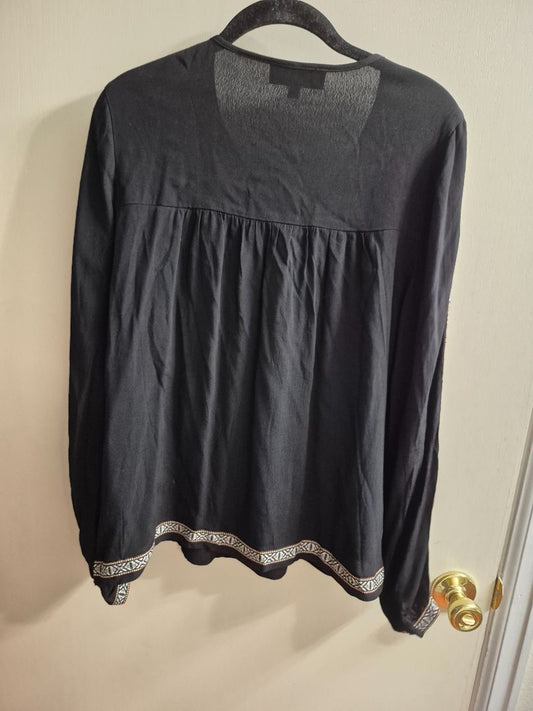 Black Shyanne Peasant Blouse, M