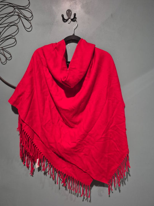 Red All Jazzed Up Knit Poncho