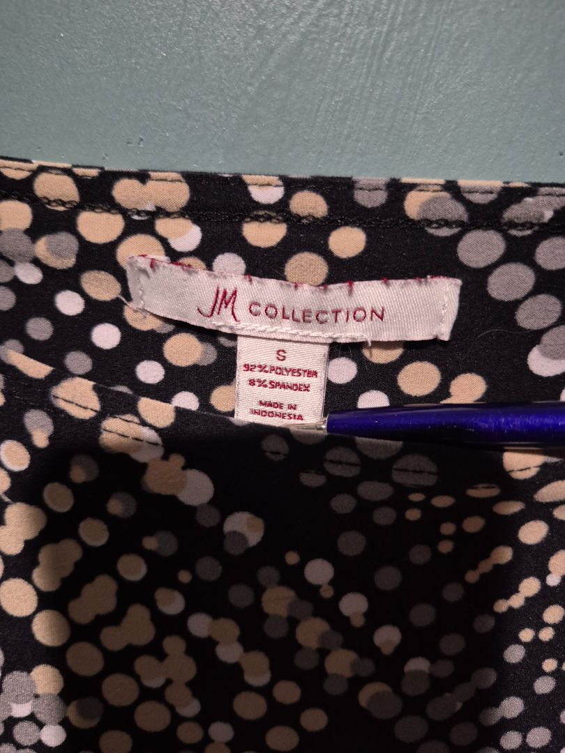 Navy Pattern JM Collection 3/4 Sleeve Shirt, S