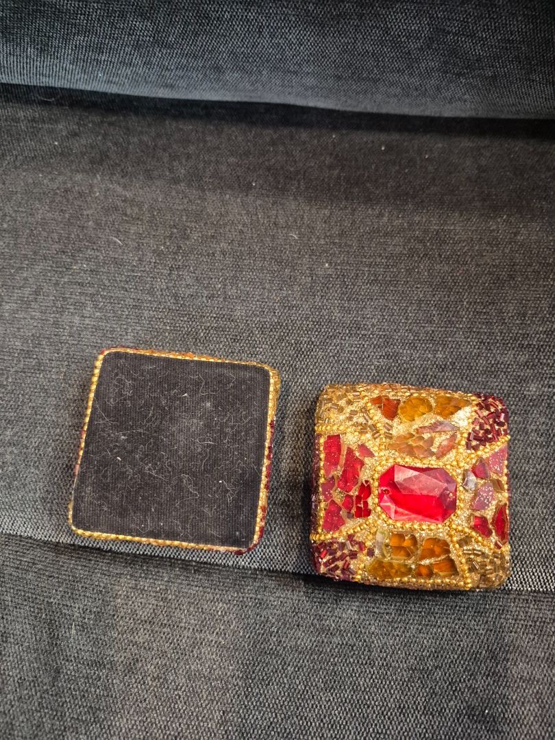 Hand Crafted Decorative Square Trinket Box, 2.75"