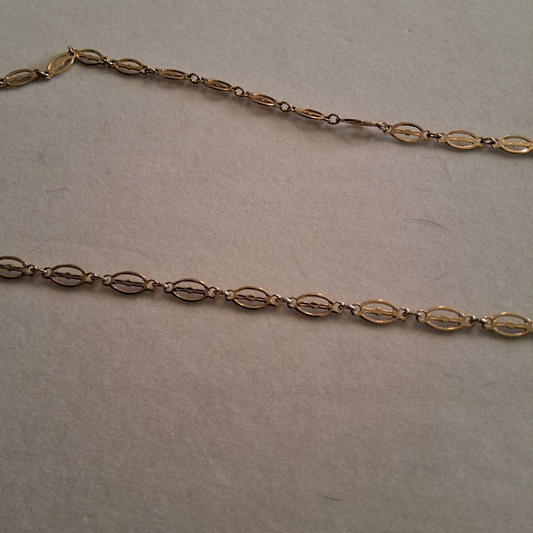 1980's Vintage Gold Tone Pierced Links Chain Necklace 24" Long