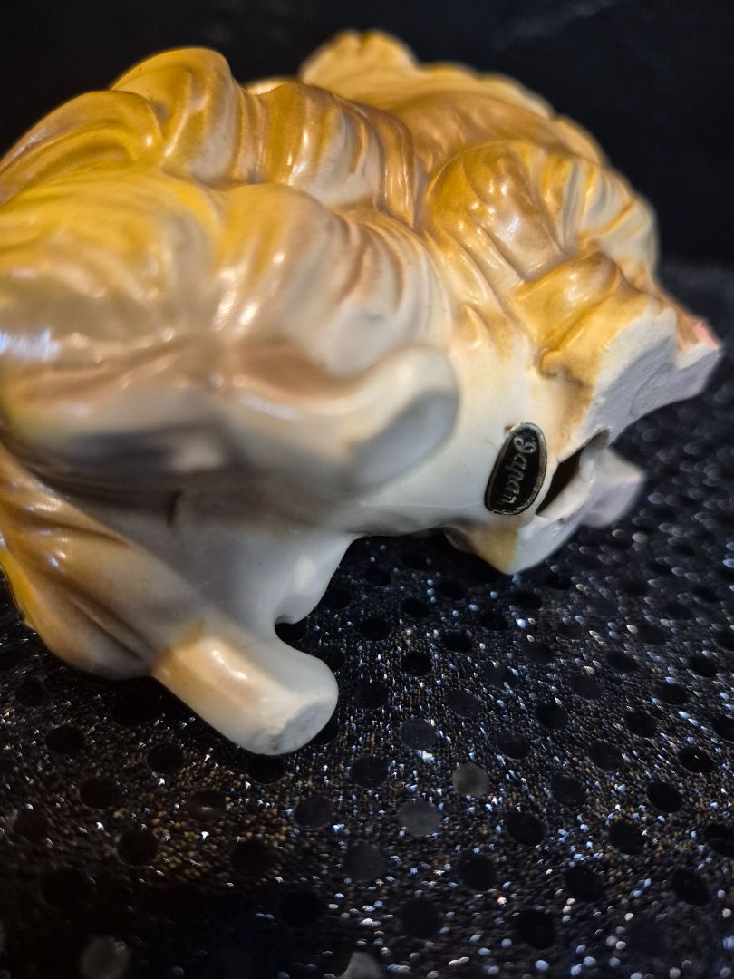 Tan Vintage Josef Originals Pomeranian Creamic Figurine