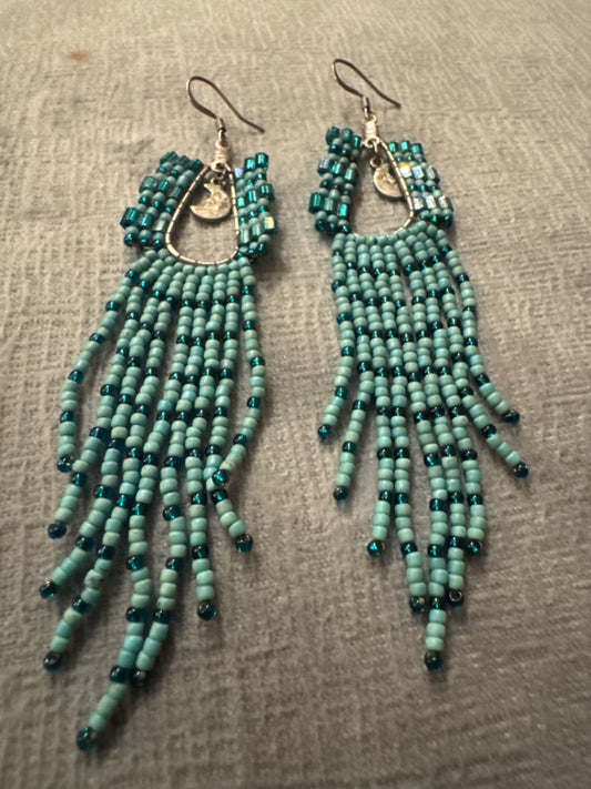 Turquoise Beaded Dangle Earrings