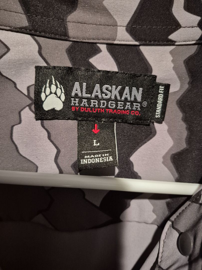 Black/Grey Alaskan Hardgear Short Sleeve Snap Down Shirt, L