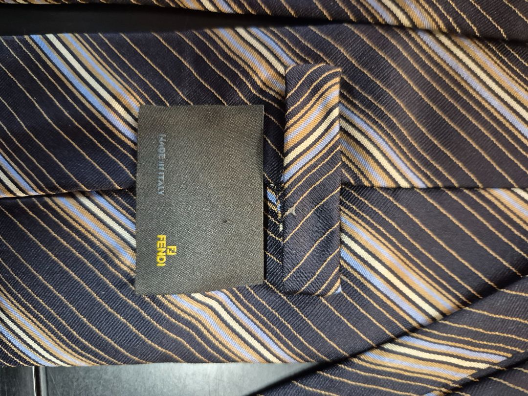Black/Gold/Blue Striped Fendi Tie