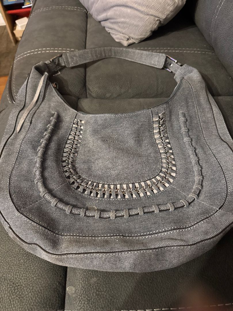 Aimee Kestenberg Grey Denim Leather Purse
