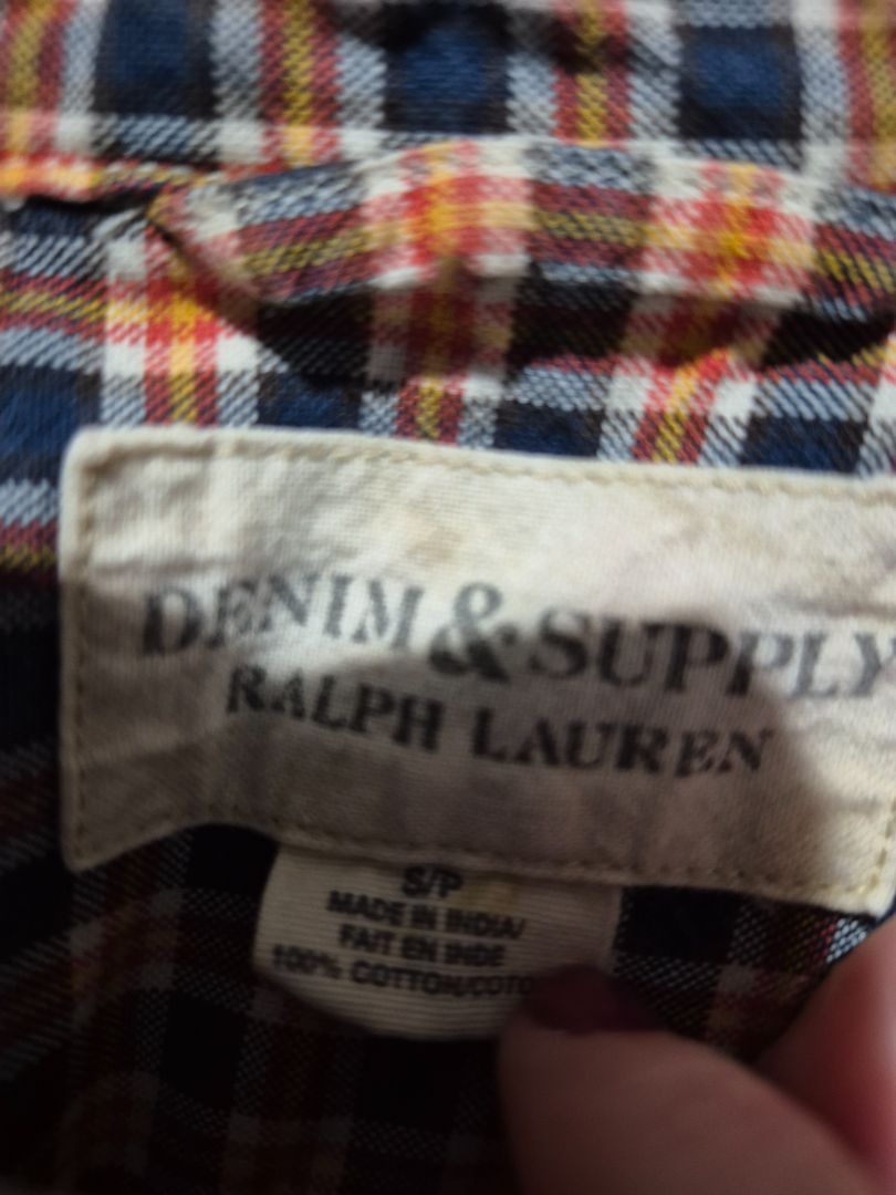 Red/Blue Plaid Ralph Lauren Long Sleeve Button Shirt, S/P