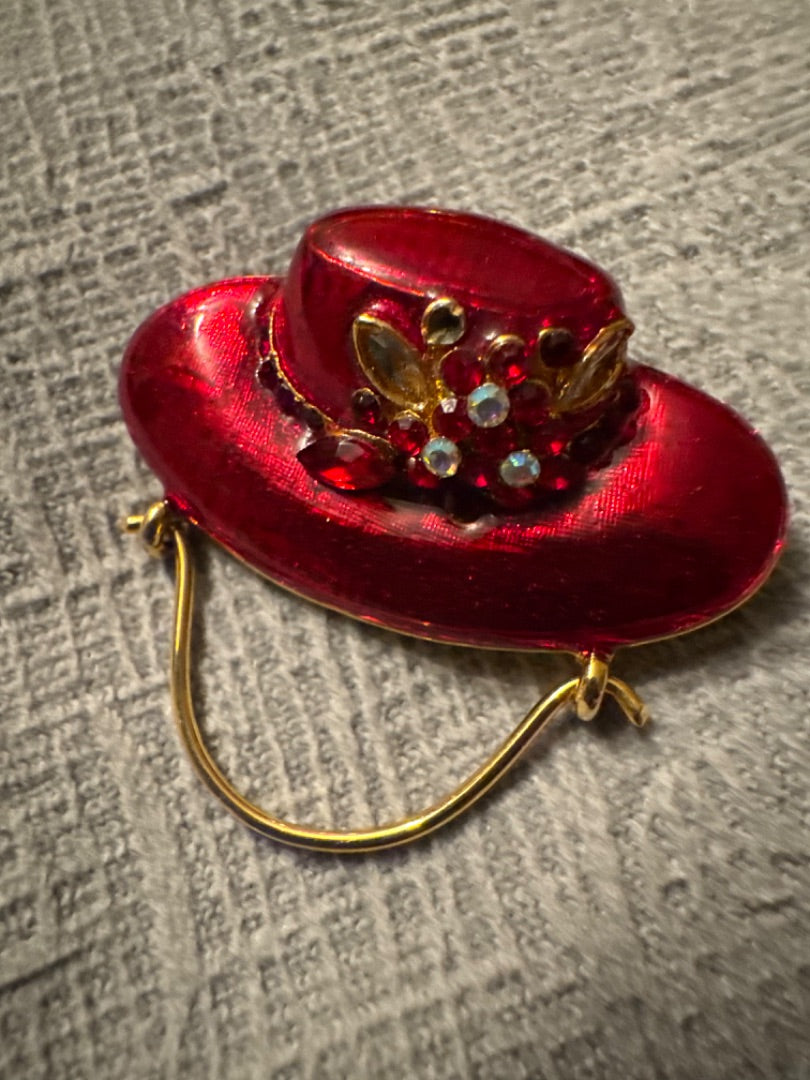 Red Satin Hat Broach