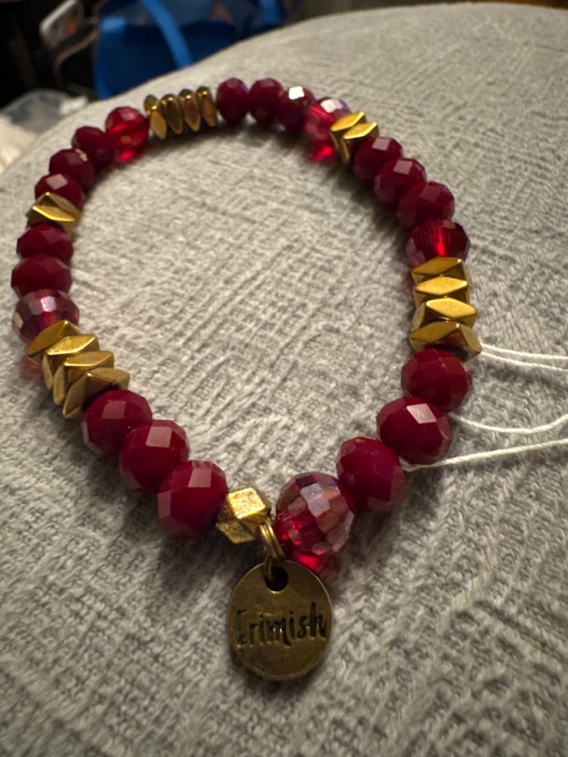 Erimish Wine & Gold Beaded Bracelet
