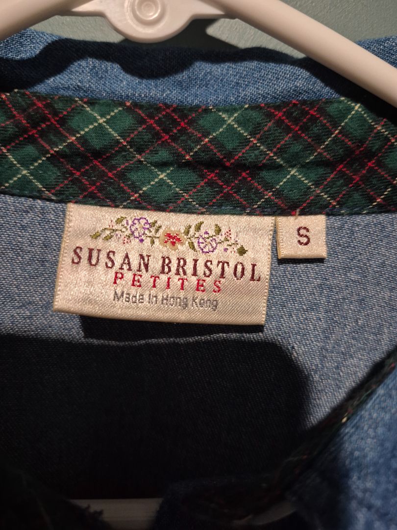 Denim Susan Bristol Petites Long Sleeve Button Shirt, S