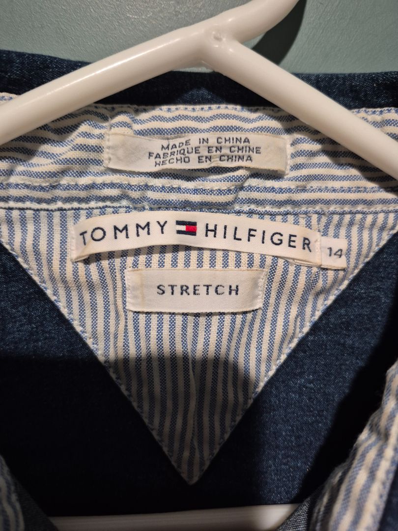Denim Tommy Hilfinger Short Sleeve Button Shirt, 14