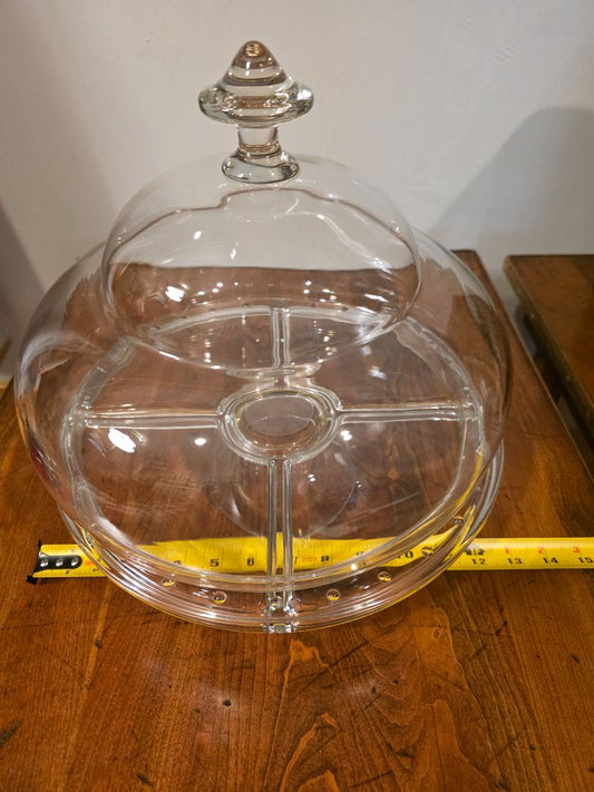 Vintage cake stand with lid, 12" dia