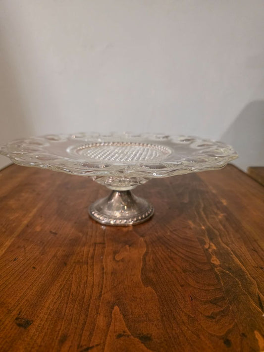 Vintage silver & glass cake stand