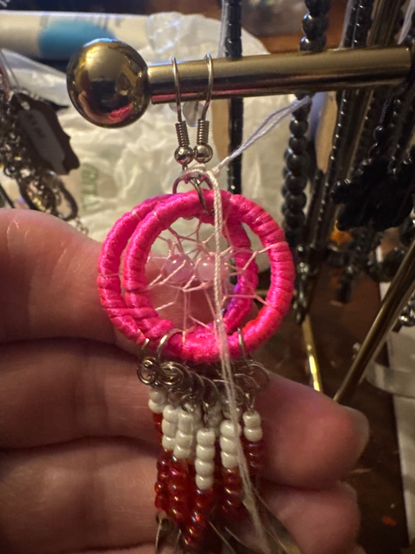 Pink Dream Catcher Earrings
