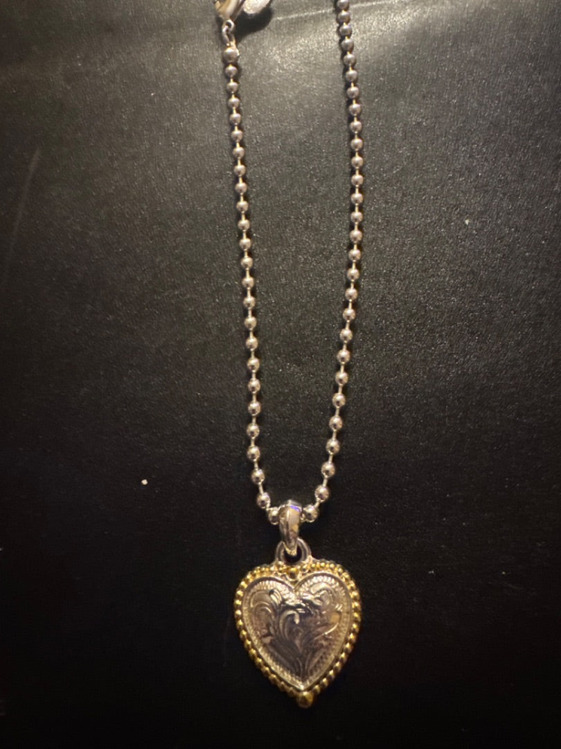 Dual Tone Heart Necklace
