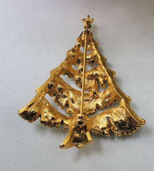 Vintage Green and Red and Rhinestone Brooch Jewelry