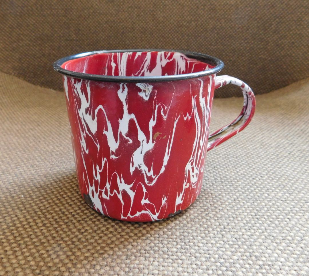 Enamel Red & White Cup