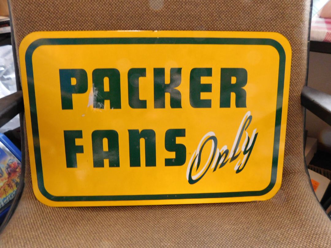 Damaged Packers Fans Only Metal Sign