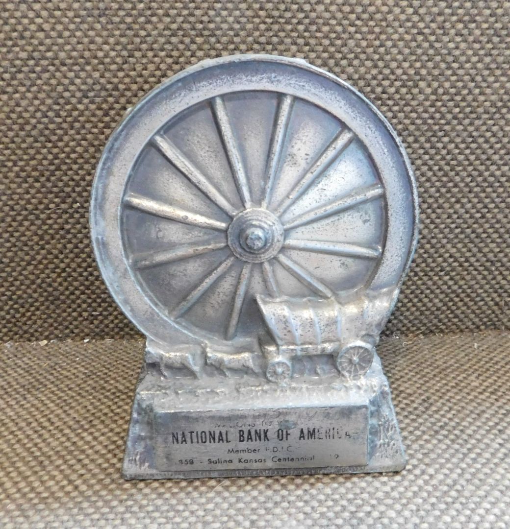 Wagon Wheel Metal Coin Bank