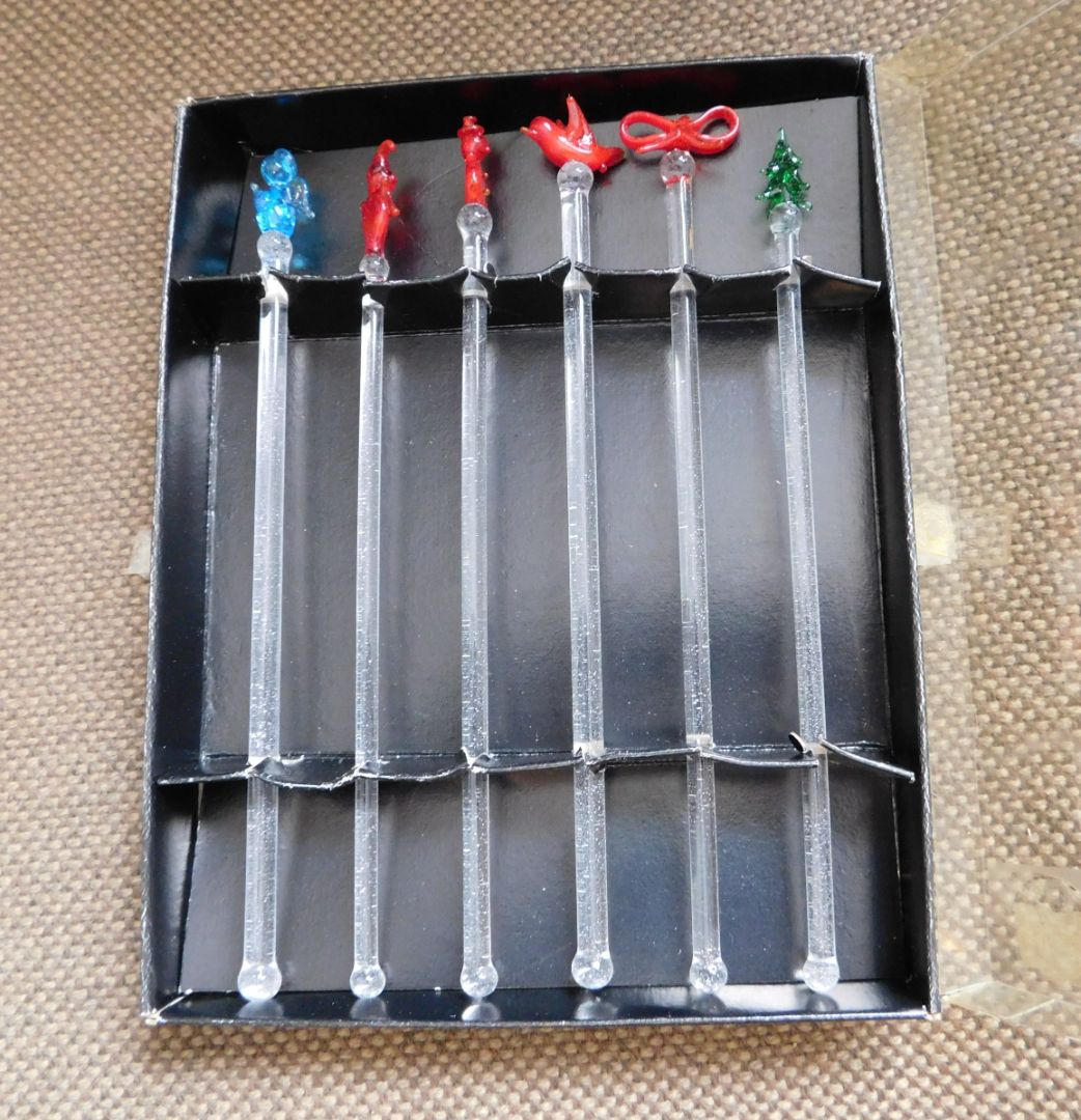 Christmas Glass Swizzle Sticks