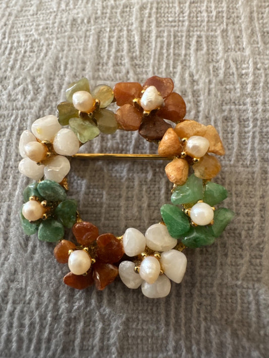 Vintage Swaboda Flower Pearl&Stone Broach