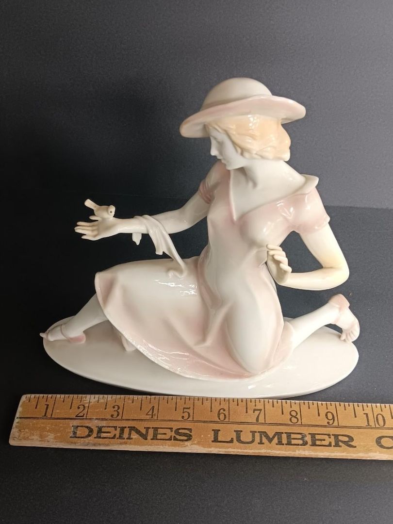 Passau 1930's Art Deco Dressel & Kister-Passau signed horn blue brush mark, 12 x 10