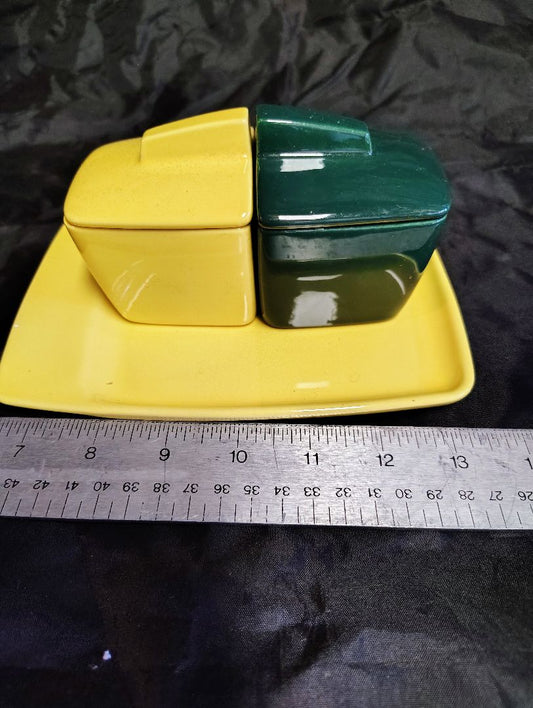 Yellow green Franciscan Ware Condiment Set 5 pc