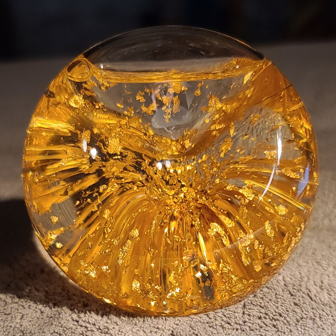 Gold Foil Paperweight, 3"x3"x3"
