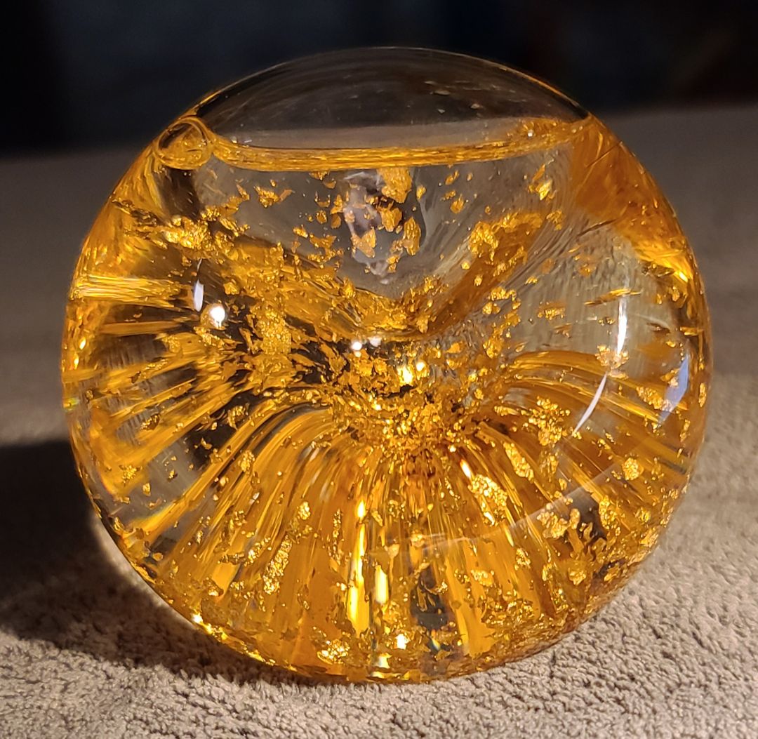 Gold Foil Paperweight, 3"x3"x3"