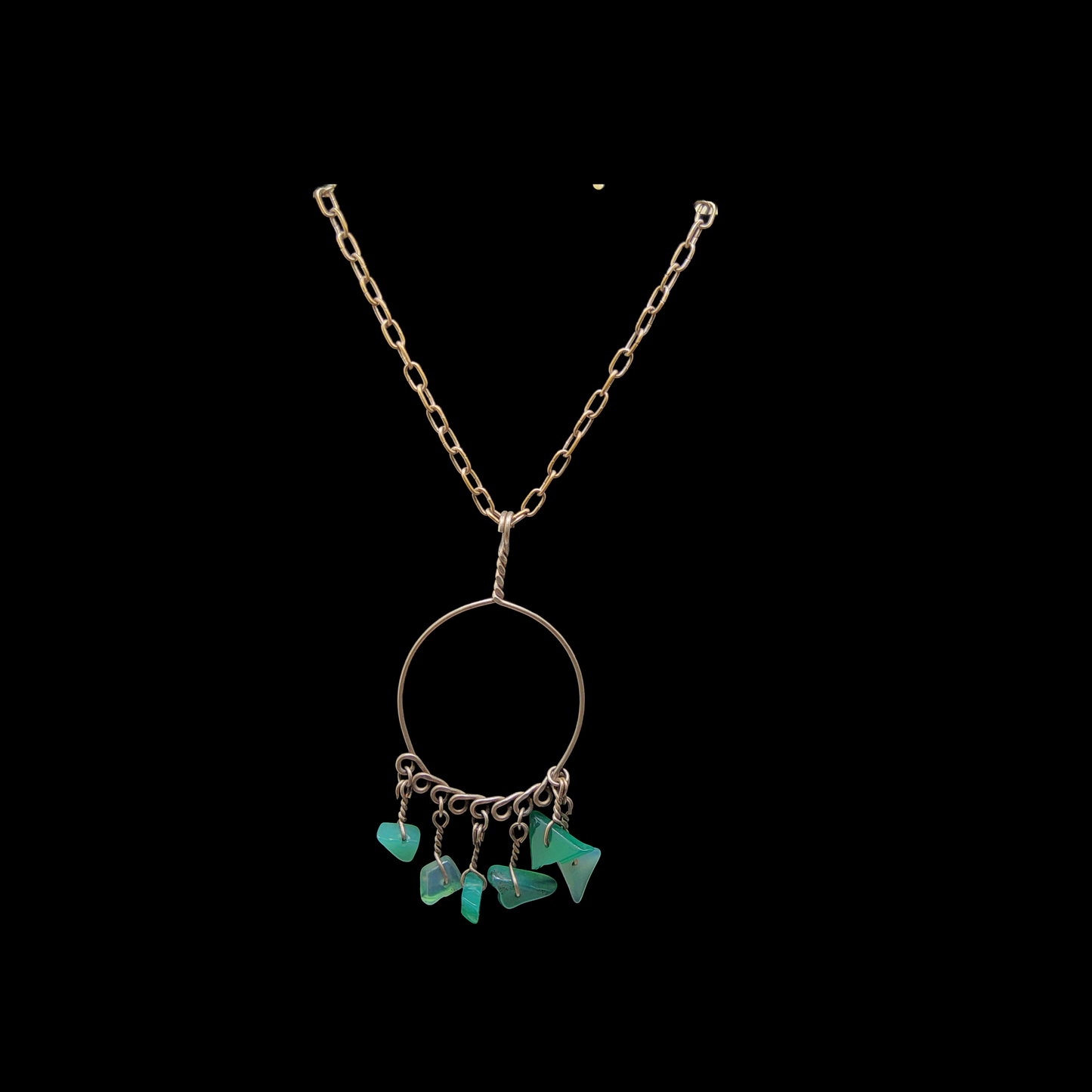 Handmade Turquoise colored stone Necklace, 24 inch