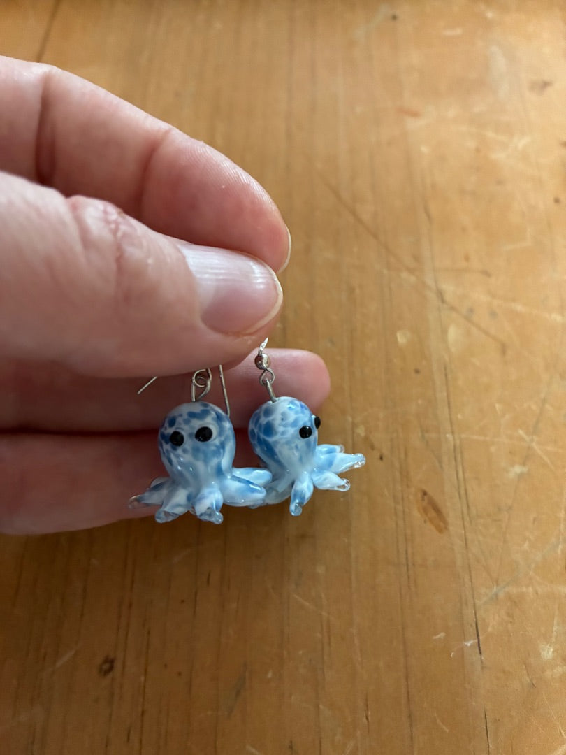 Lampwork octopus earrings