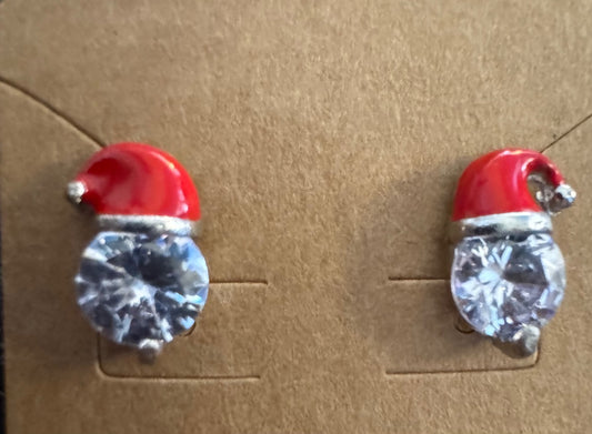 H-Red Santa hat stud earrings