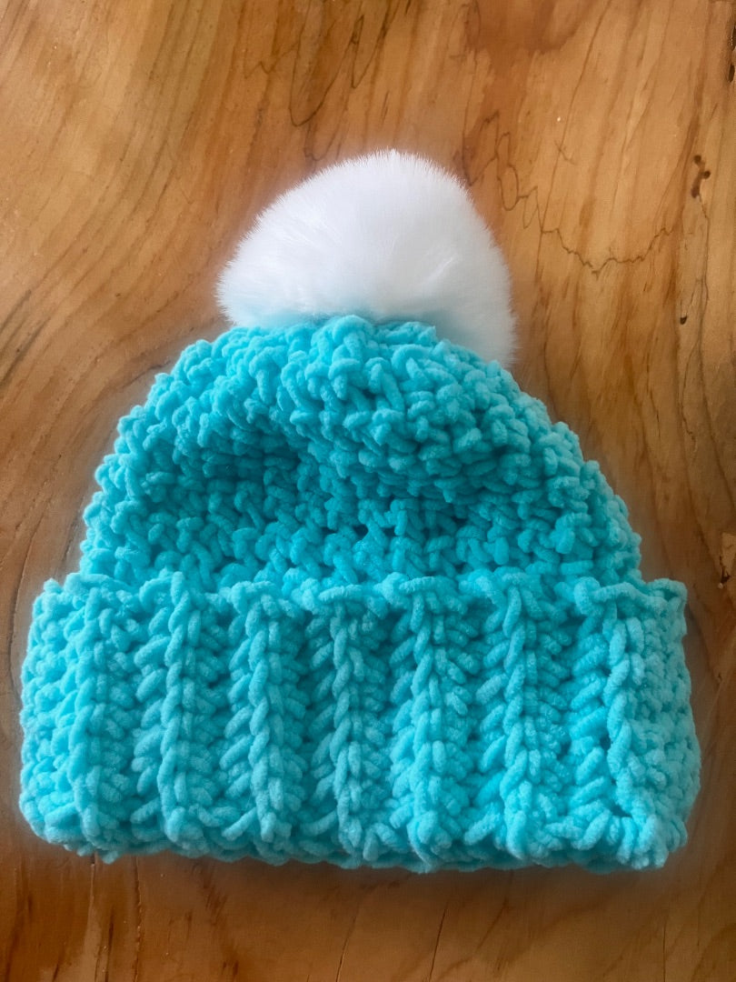 Turquoise Homemade Crochet hat, S
