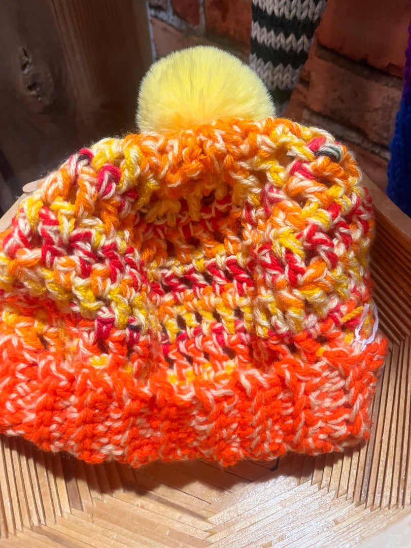 Orange Crocheted hat Clothing & Accessories
