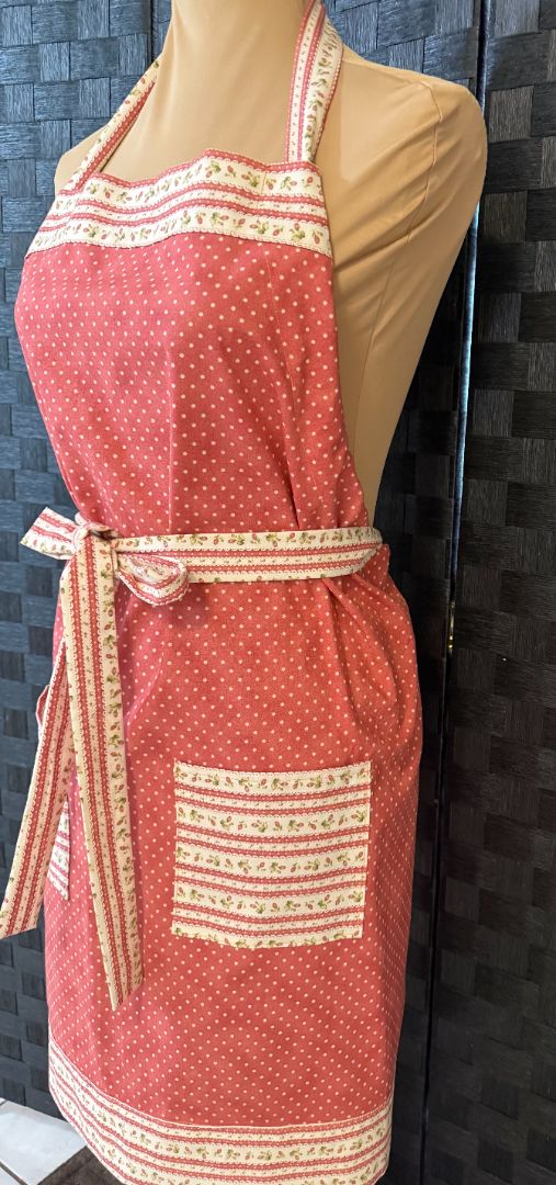 Coral And Beige Handmade by Kelly Adult Apron, Adjustable
