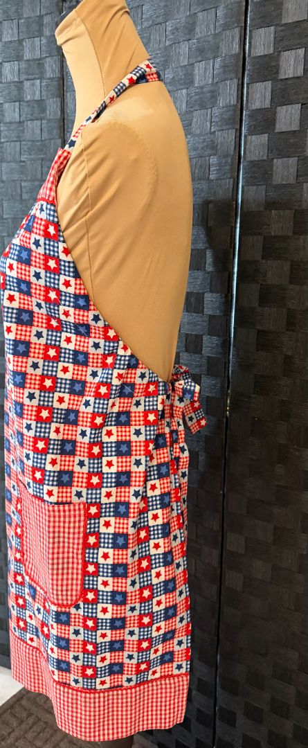 America Stars Red White and Blue Handmade by Kelly Adult Apron, Adjustable
