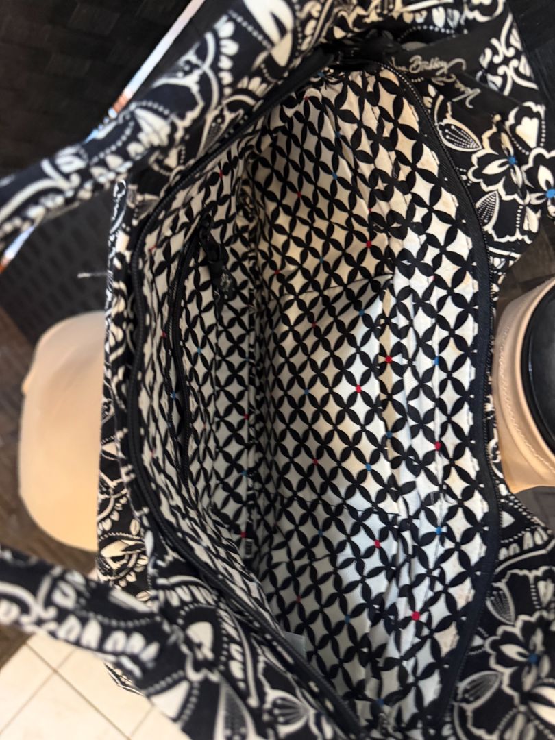 Black and White Paisley Handbag Vera Bradley Handmade by Kelly Hand Bags, Medium
