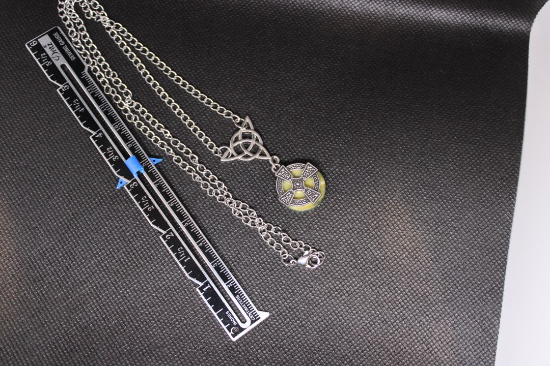 Silver and Green Designs by Raven Celtic Cross Necklace