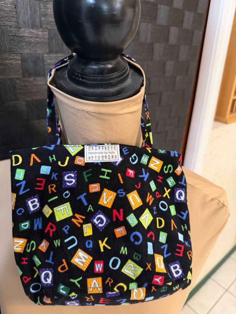 Corduroy Alphabet Girls' Bag Handmade by Kelly Hand Bags, X Small