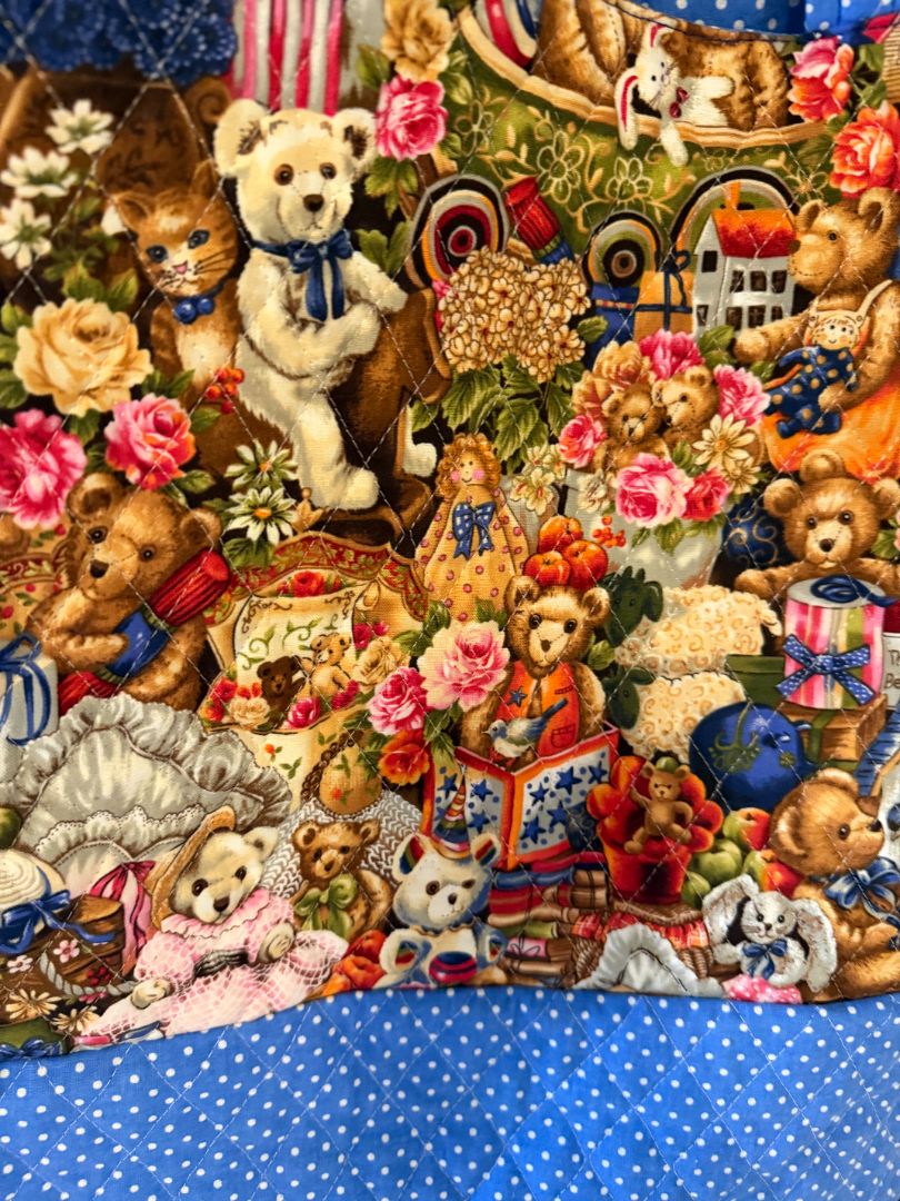 Extra Large Quilted Bag Bear Theme Handmade by Kelly Hand Bags, Extra Large